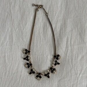 J Crew Factory Black and Gold Floral Necklace